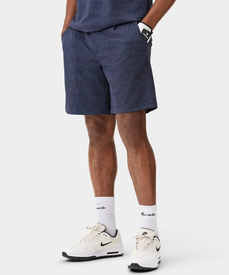 Men's Dark Blue Pleated Shorts Men's Dark Blue Pleated Shorts