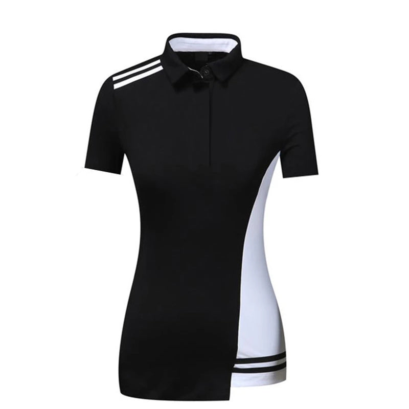 Women's Fashion Striped Print Golf Polo Women's Fashion Striped Print Golf Polo