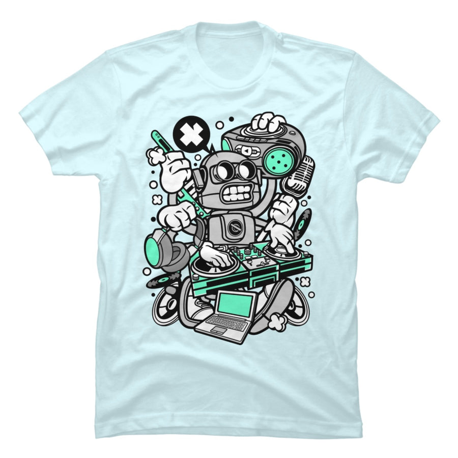 Men's Robot Pattern Print Tee Men's Robot Pattern Print Tee