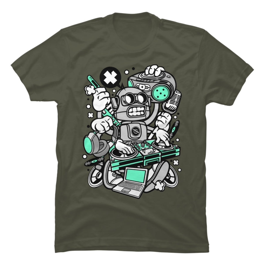 Men's Robot Pattern Print Tee Men's Robot Pattern Print Tee