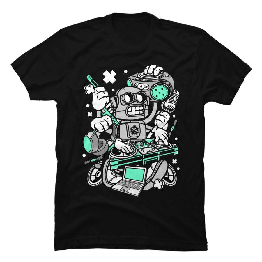 Men's Robot Pattern Print Tee Men's Robot Pattern Print Tee