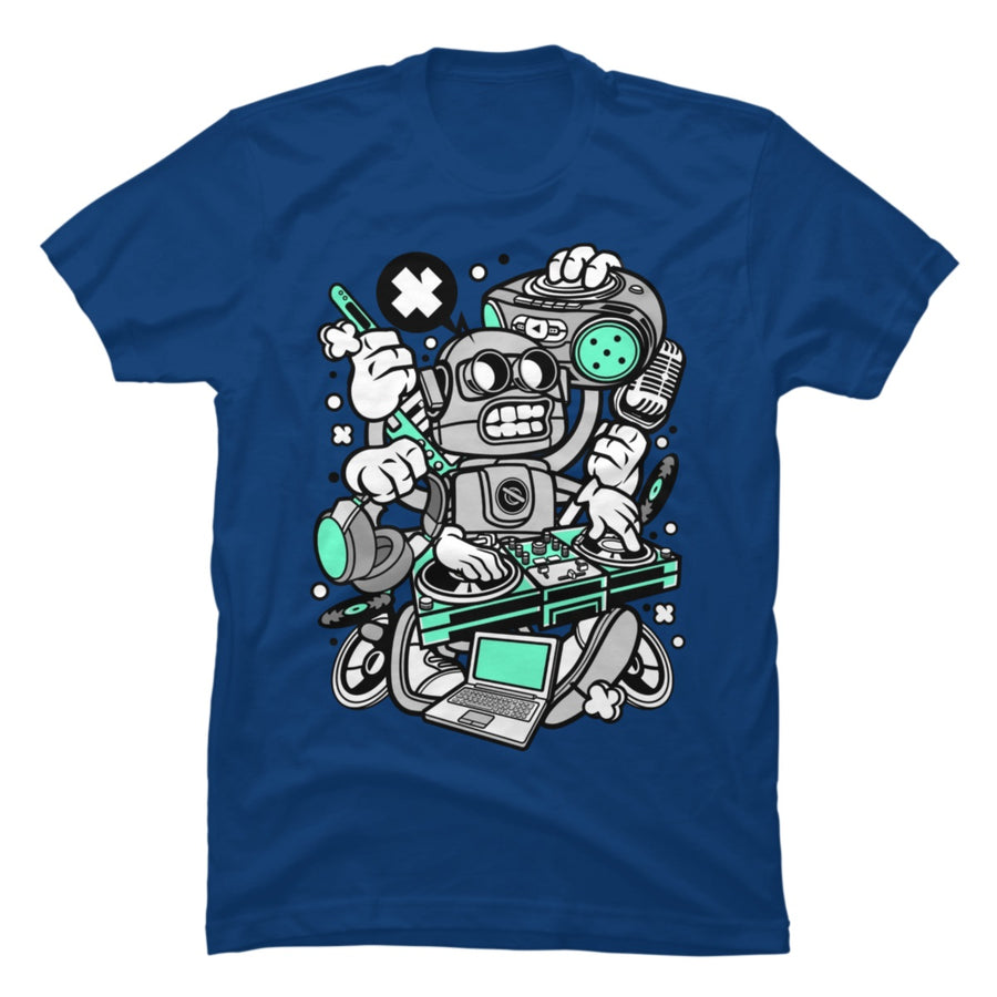 Men's Robot Pattern Print Tee Men's Robot Pattern Print Tee