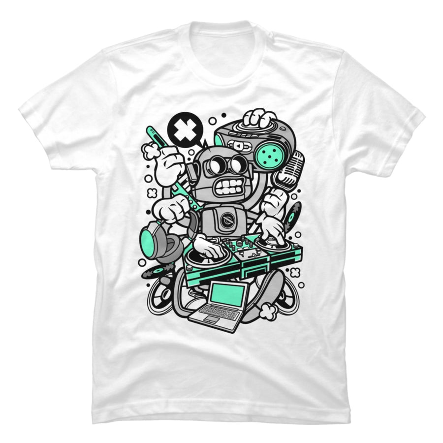 Men's Robot Pattern Print Tee Men's Robot Pattern Print Tee