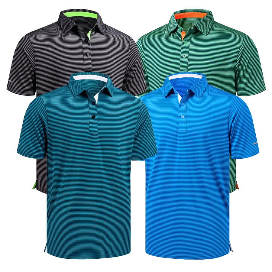 Men's Casual Striped Print Golf Polo Men's Casual Striped Print Golf Polo