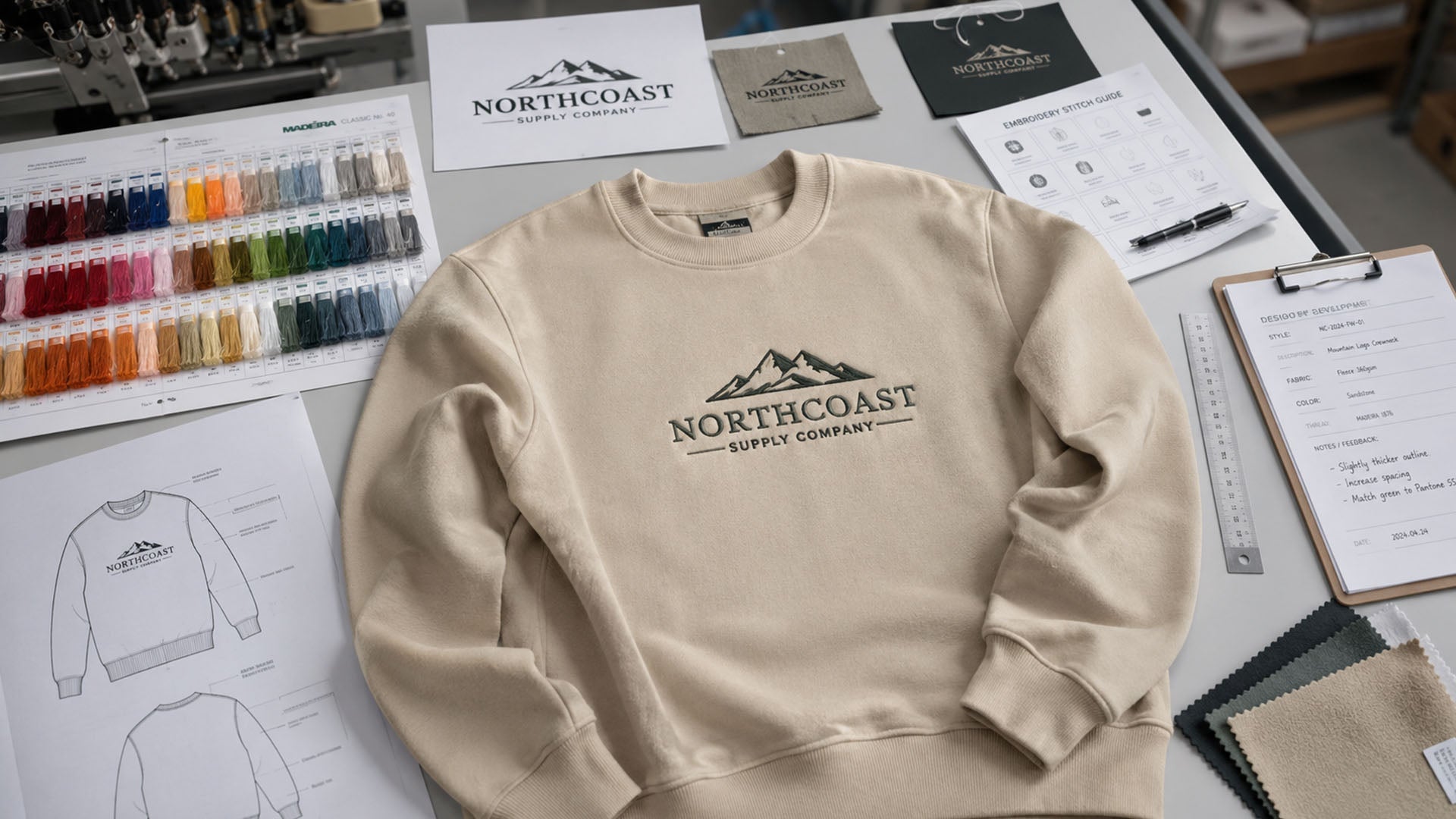 Custom Embroidered Crewneck Sweatshirts: Logo Placement, Stitch Density and Bulk QC Checks