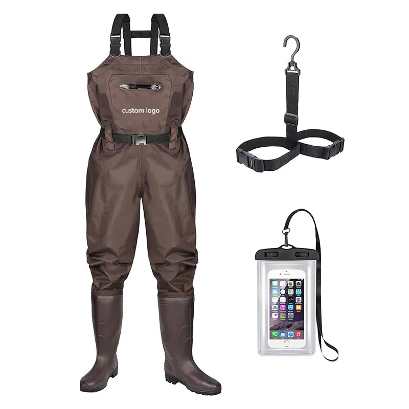 Fishing Bibs Unisex 5-Ply / 4-Layer PVC Chest Waders - Waterproof Zip Option, Custom Logo Ready