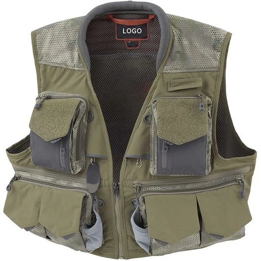 Custom Fishing Vest Multifunction Fisherman Vest Quick Dry Camouflage Outdoor Fishing Vest OEM Custom Logo