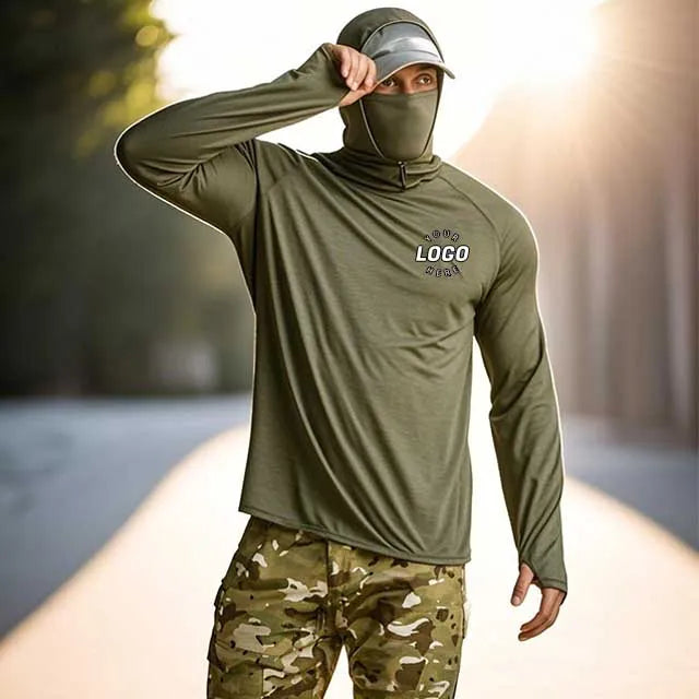 Custom Fishing Hoodie Quick Dry UPF 50 Sun Protection OEM ODM Logo Printing