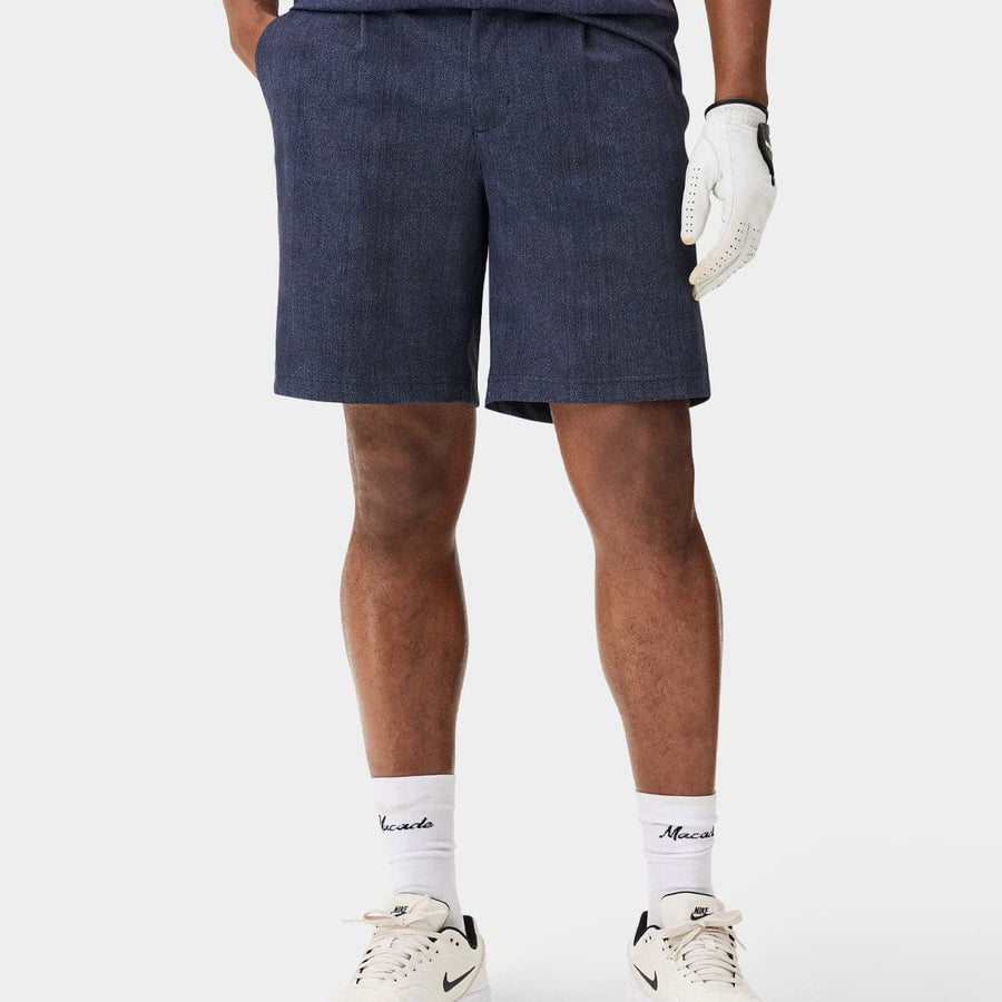 Men's Dark Blue Pleated Shorts