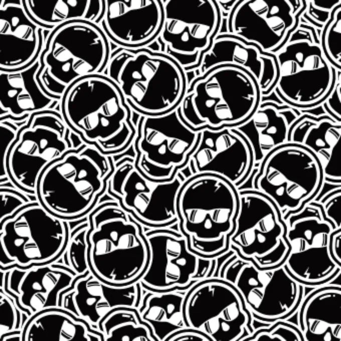 Modern Icons 1 - Dense Skull Black And White Pattern