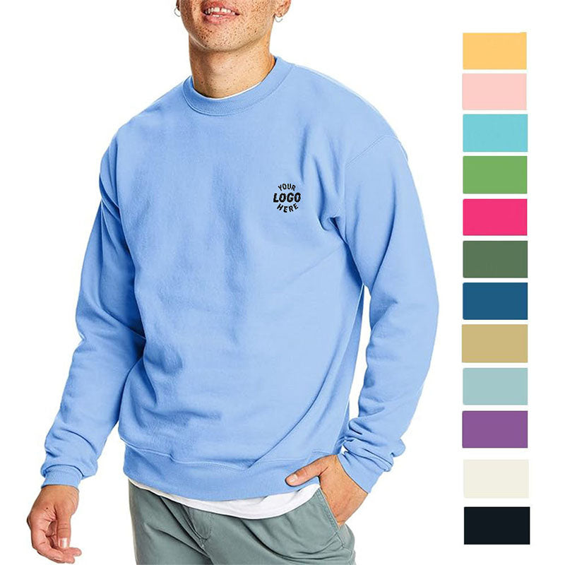 Custom Blue Crewneck in 100% Cotton with Front Logo