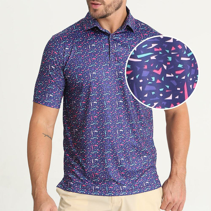 Performance Golf Polo Shirt – Quick-Dry Stretch Micro Print