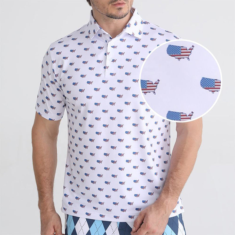 Performance Golf Polo Shirt – Quick-Dry Stretch Micro Print