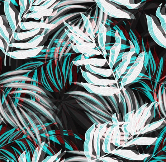 Tropical Print 3 - Vibrant Neon Palm Leaf Pattern