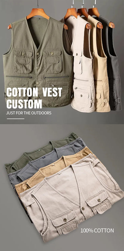Fishing Vest 2025 Men’s Multi-Pocket Outdoor Fishing & Work Vest — Breathable Tooling Travel Photo Vest (OEM Custom Logo)