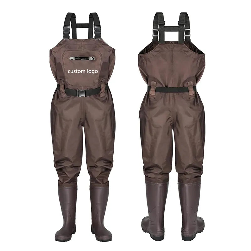 Fishing Bibs Unisex 5-Ply / 4-Layer PVC Chest Waders - Waterproof Zip Option, Custom Logo Ready