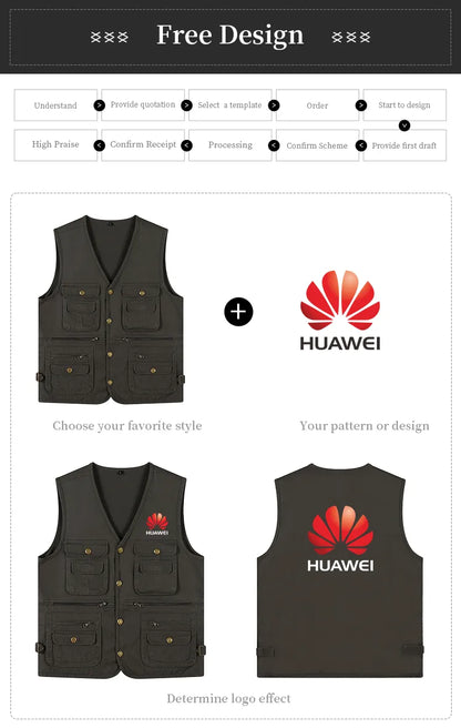 Fishing Vest 2025 Men’s Multi-Pocket Outdoor Fishing & Work Vest — Breathable Tooling Travel Photo Vest (OEM Custom Logo)