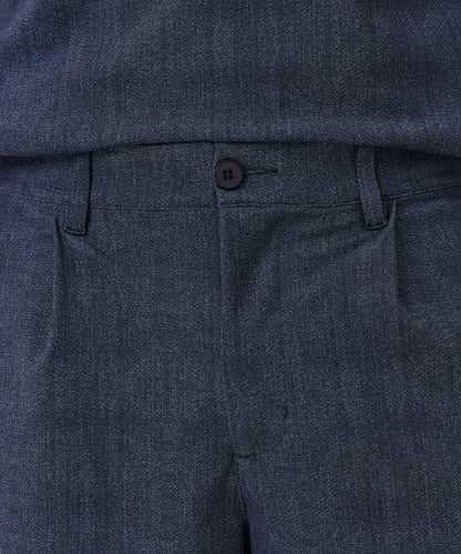 Men's Dark Blue Pleated Shorts