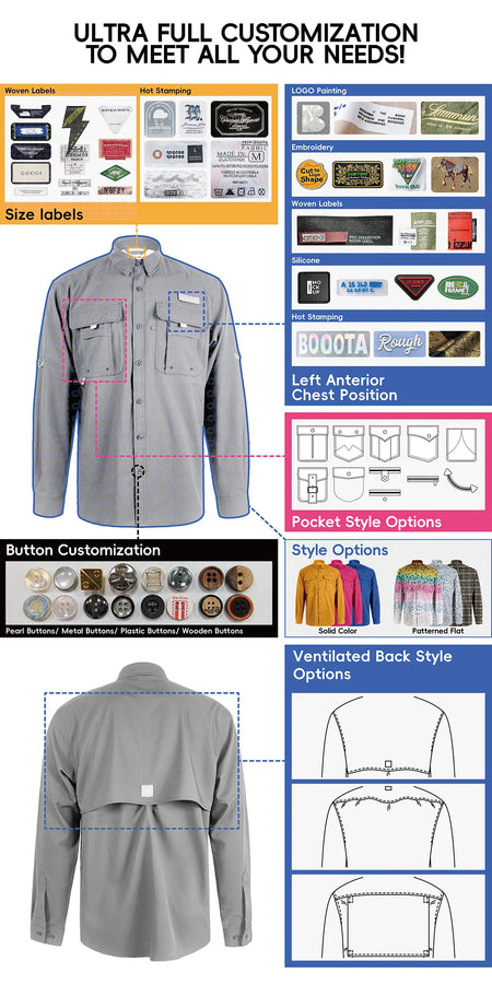 Customized Logo Lightweight Polyester Fishing Travel Shirt UPF Quick Dry Breathable