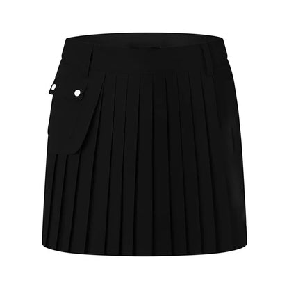 Women's Pure Color High Waist Golf Skirt