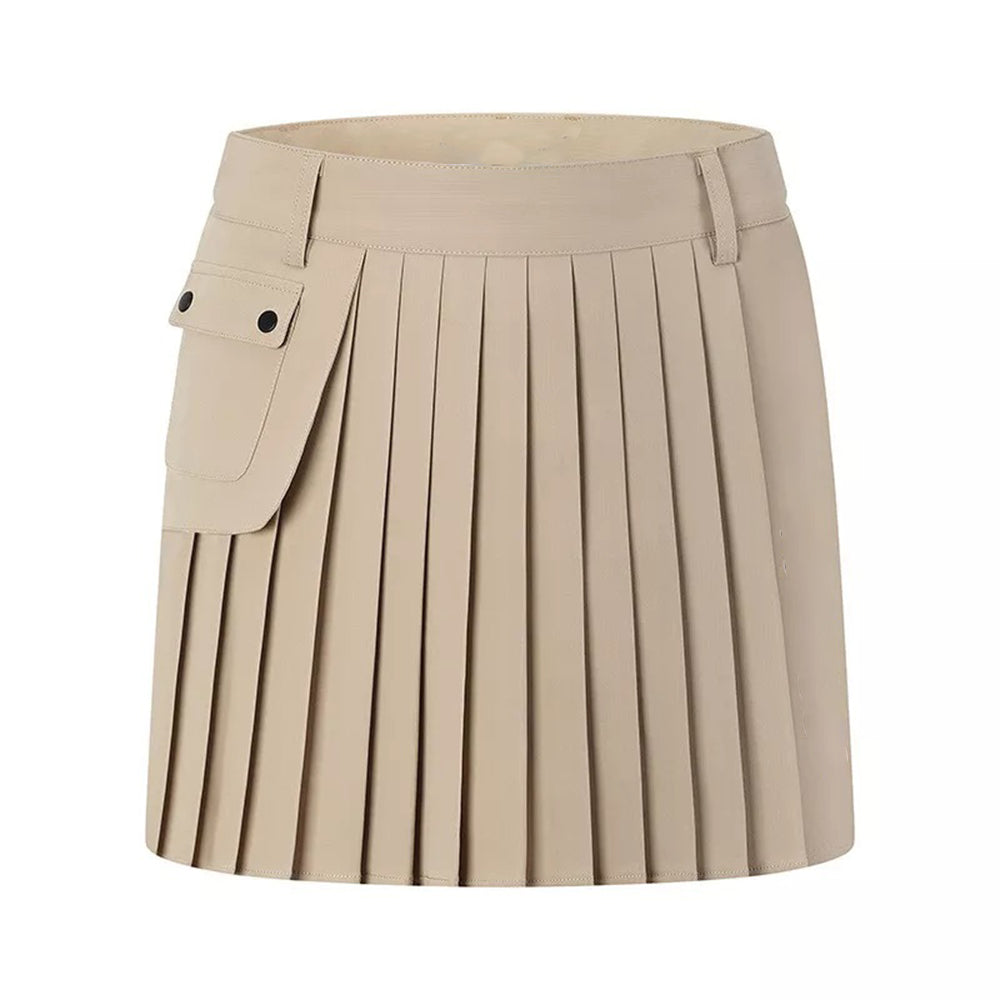 Women's Pure Color High Waist Golf Skirt