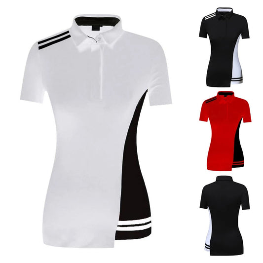 Women's Fashion Striped Print Golf Polo