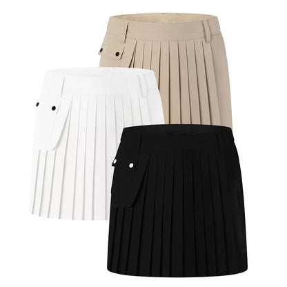 Women's Pure Color High Waist Golf Skirt