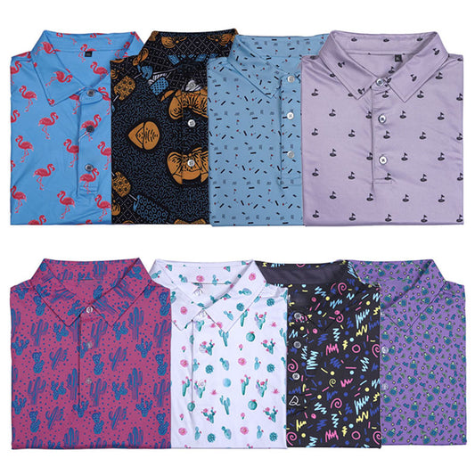 Crazy Golf Polo Shirts, 180gsm Quick-Dry Stretch Jersey, Bold Prints, OEM