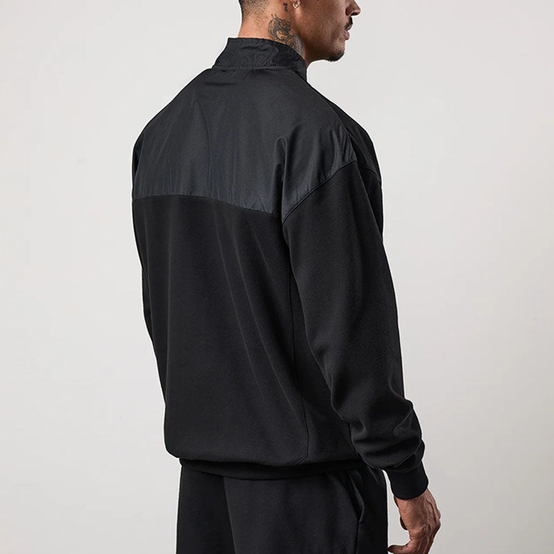 Custom 1/4 zip black pullover with Contrast Yoke and Zip Pockets