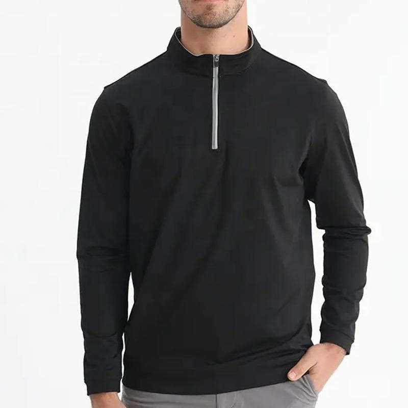 Custom 1 4 zip pullover black in Loose-Fit Cotton Terry