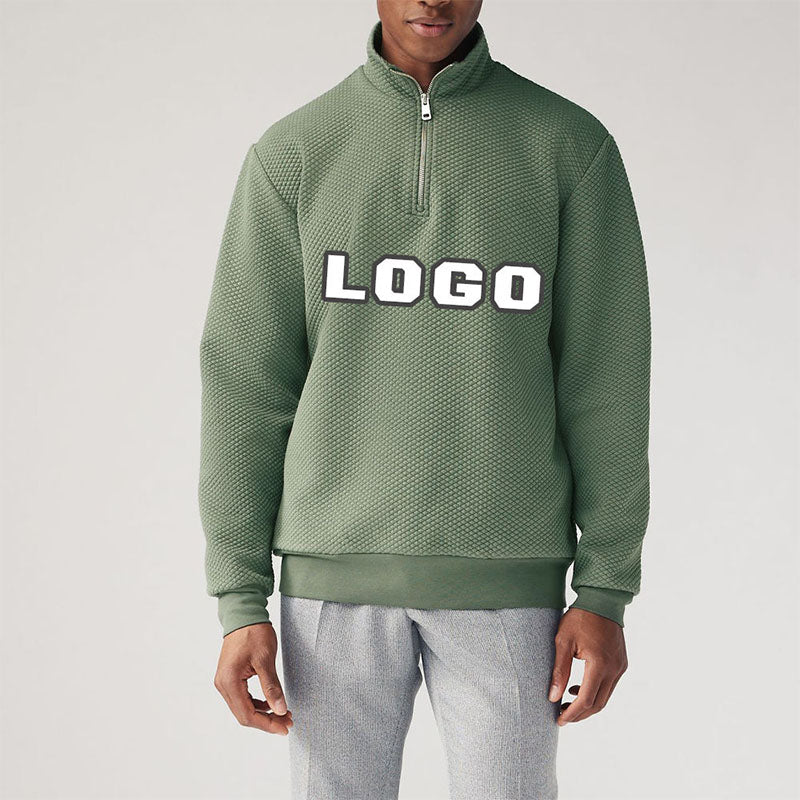 Custom 1 4 zip pullovers in Heavyweight Textured Cotton