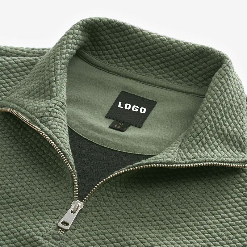 Custom 1 4 zip pullovers in Heavyweight Textured Cotton