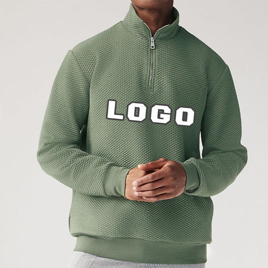 Custom 1 4 zip pullovers in Heavyweight Textured Cotton