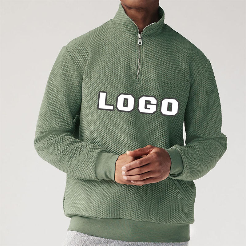 Custom 1 4 zip pullovers in Heavyweight Textured Cotton