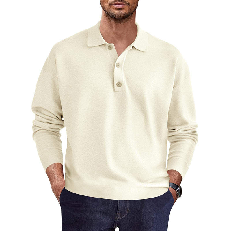 Custom 3XL Golf Polo in Cream Long-Sleeve Anti-Pilling Knit