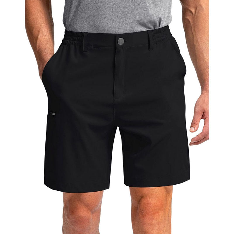 Custom 6 Inch Inseam Golf Shorts with Elastic Waist and Zip Pocket