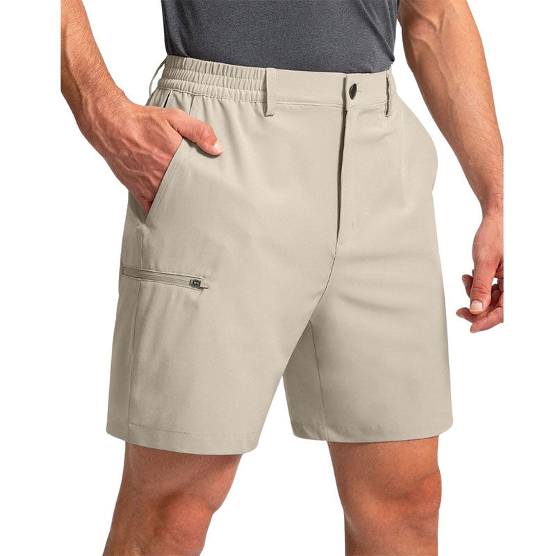 Custom 6 Inch Inseam Golf Shorts with Elastic Waist and Zip Pocket