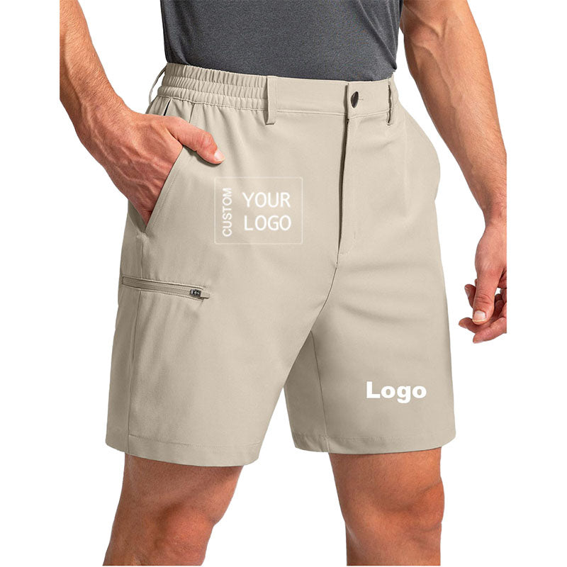 Custom 6 Inch Inseam Golf Shorts with Elastic Waist and Zip Pocket