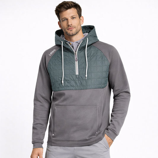 Custom Apres Golf Hoodie | Quilted Quarter-Zip Hybrid Pullover
