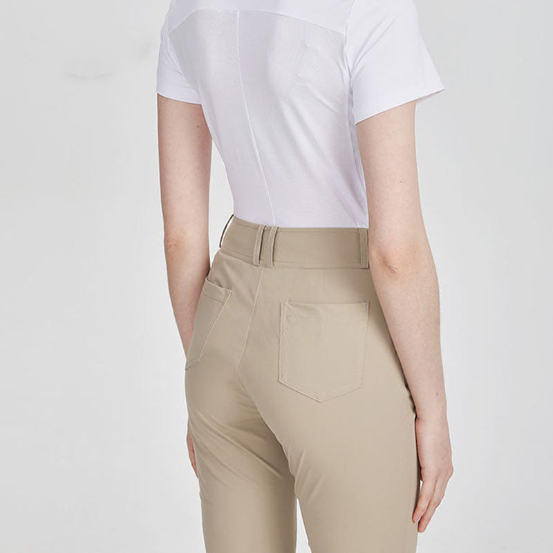 Custom Best Ladies Golf Pants with Cropped Flare and 220 GSM Stretch Knit