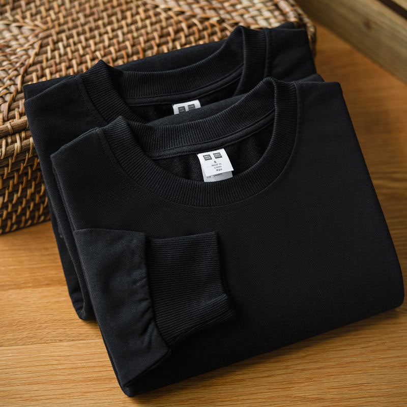 Custom Black Cotton Fleece Crewneck Sweatshirt Manufacturer
