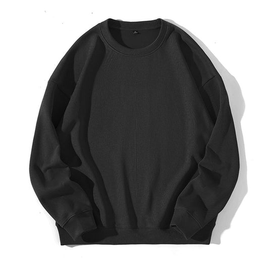 Custom Black Crewneck Sweater in 330 GSM Cotton-Stretch Fabric