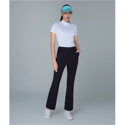 Custom Black Golf Pants for Women with Flared Leg and Stretch Fabric