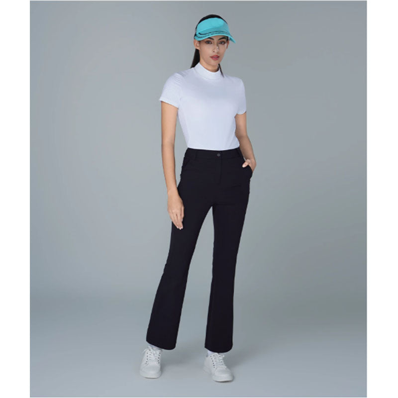 Custom Black Golf Pants for Women with Flared Leg and Stretch Fabric