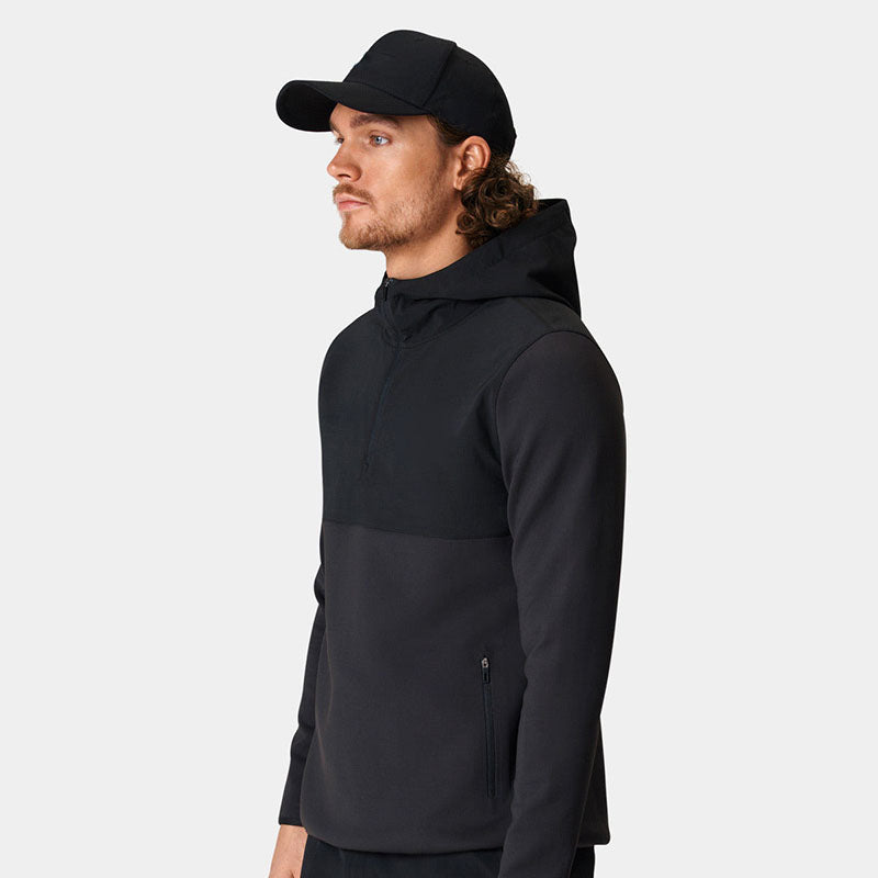 Custom 430 GSM Black Quarter-Zip Golf Hoodie with Zip Pockets
