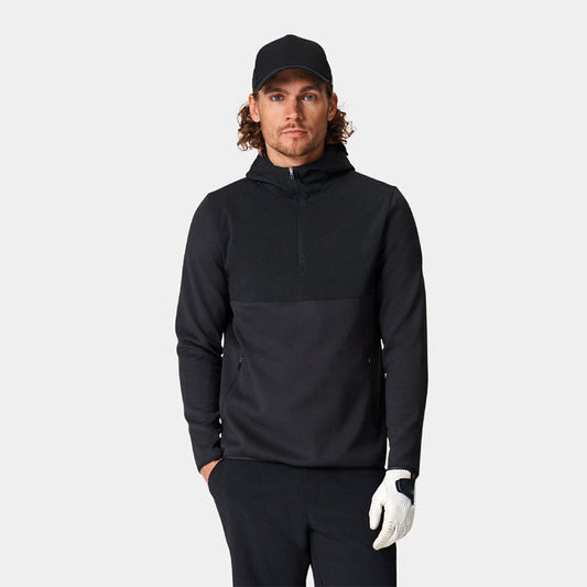 Custom 430 GSM Black Quarter-Zip Golf Hoodie with Zip Pockets