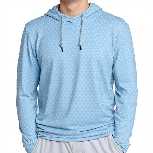 Custom Blue Golf Hoodie | All-Over Micro-Print Performance Pullover