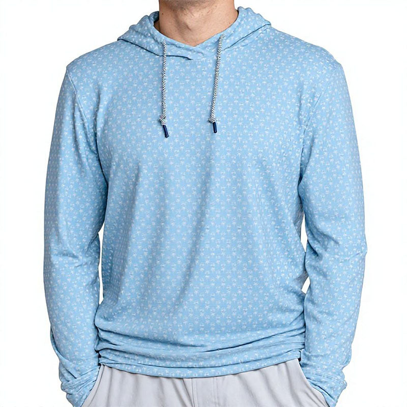 Custom Blue Golf Hoodie | All-Over Micro-Print Performance Pullover