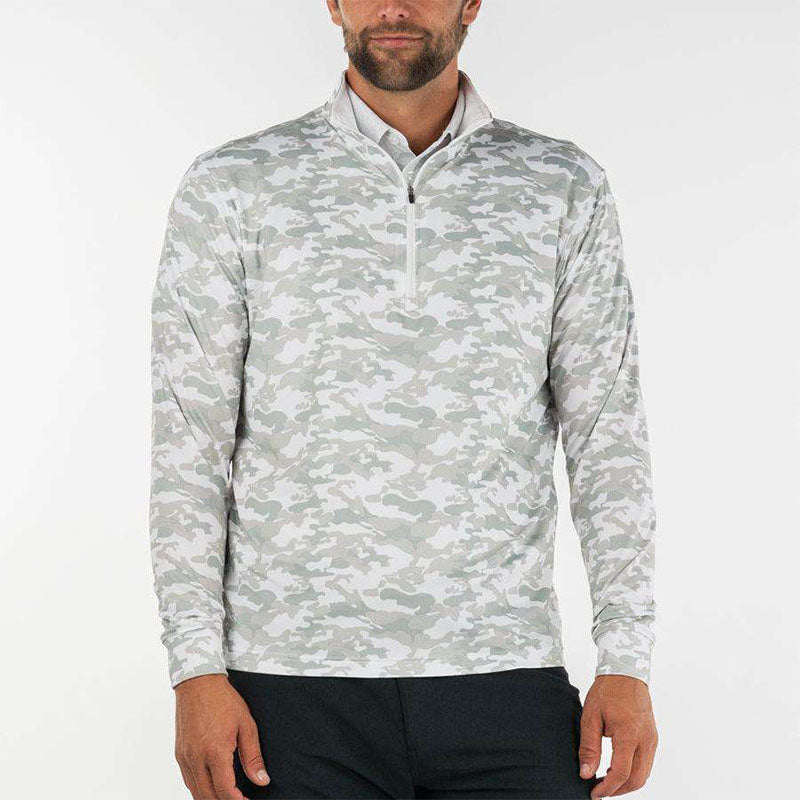 Custom camo 1 4 zip pullover in 340gsm Tonal Printed Fabric