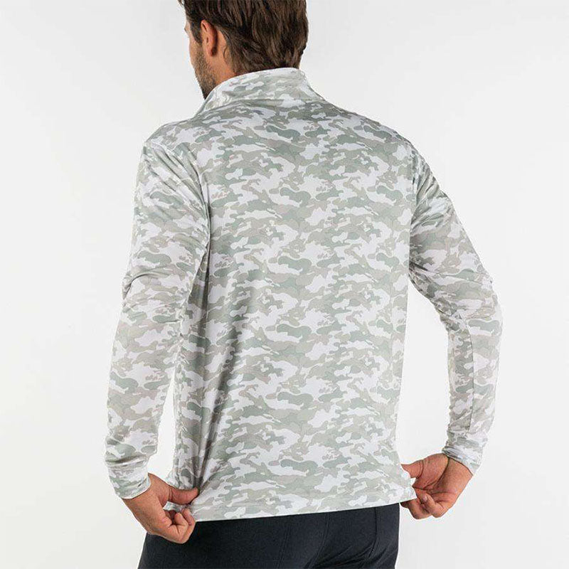 Custom camo 1 4 zip pullover in 340gsm Tonal Printed Fabric